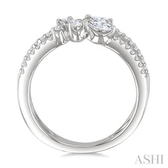 3/4 Ctw Mixed Cut Diamond Split Double Fashion Ring in 14K White Gold