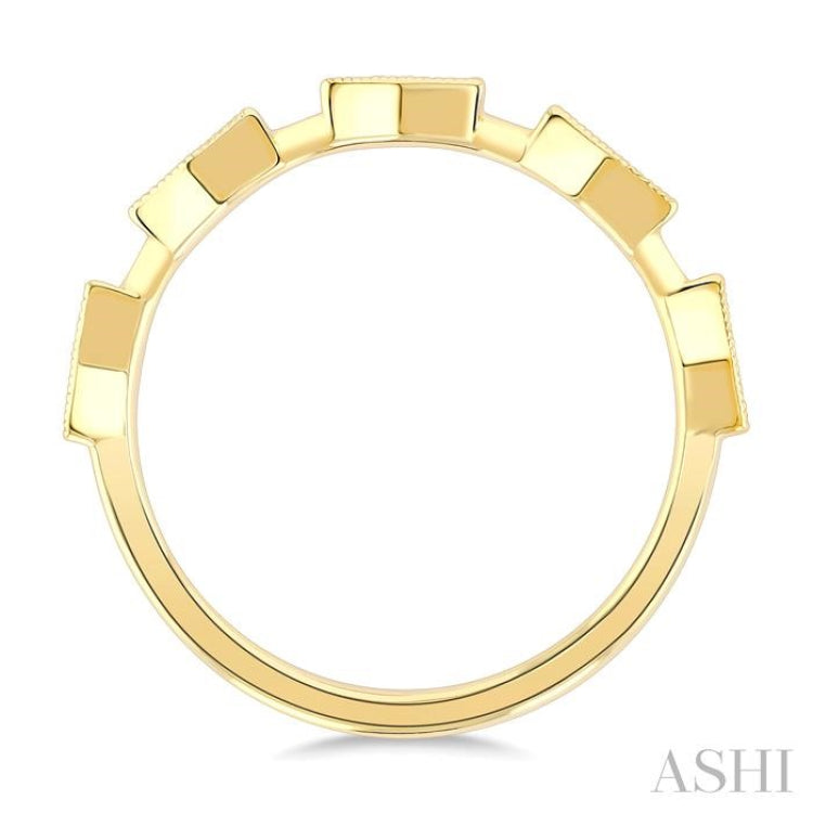 1/10 Ctw Elongated Hexagon Mount Link Round Cut Diamond Stackable Fashion Band in 10K Yellow Gold