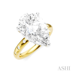 1/5 Ctw Akari Pear Shape Round Cut Diamond Semi-Mount Engagement Ring in 14K Yellow and White Gold