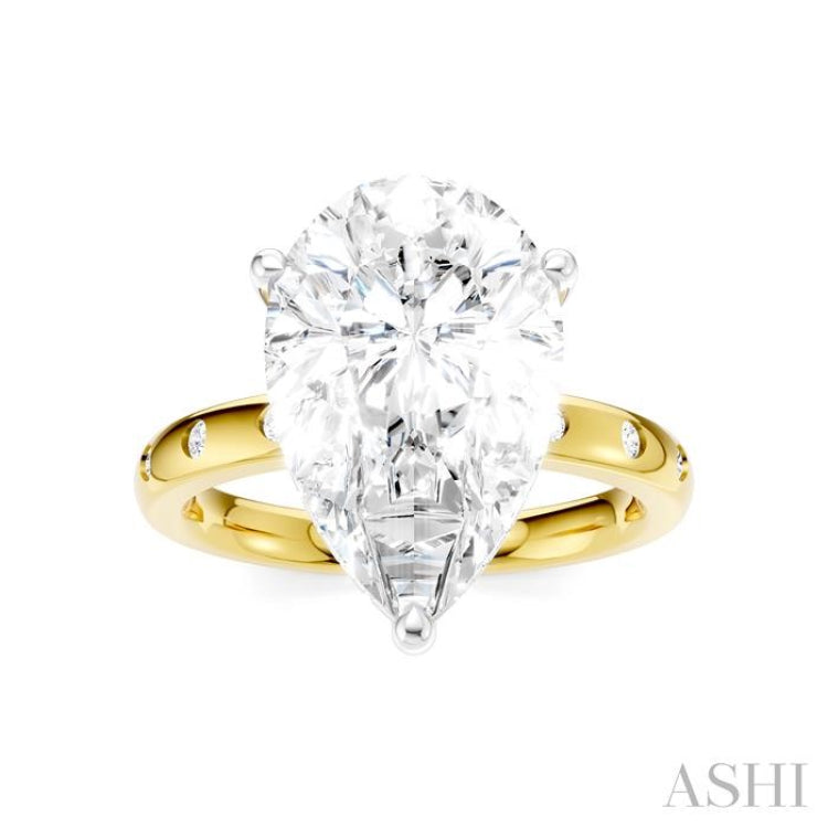 1/5 Ctw Akari Pear Shape Round Cut Diamond Semi-Mount Engagement Ring in 14K Yellow and White Gold