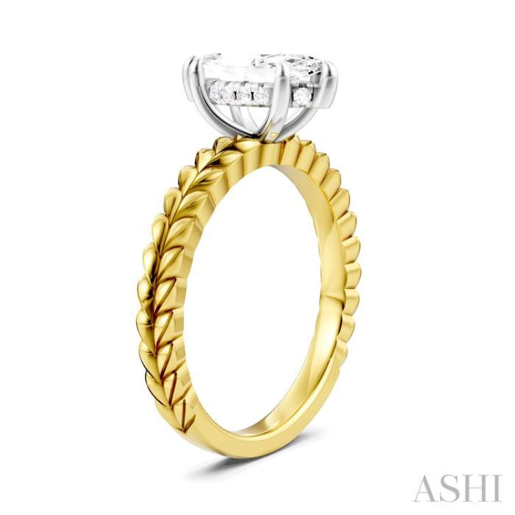 1/20 Ctw Marquise Shape Round Cut Diamond Semi-Mount Engagement Ring in 14K Yellow and White Gold