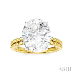1/10 Ctw Oval Shape Round Cut Diamond Semi-Mount Engagement Ring in 14K Yellow and White Gold