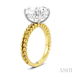 1/10 Ctw Oval Shape Round Cut Diamond Semi-Mount Engagement Ring in 14K Yellow and White Gold