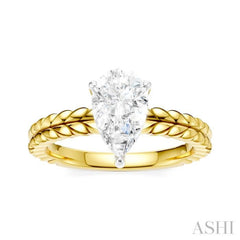 1/20 Ctw Pear Shape Round Cut Diamond Semi-Mount Engagement Ring in 14K Yellow and White Gold