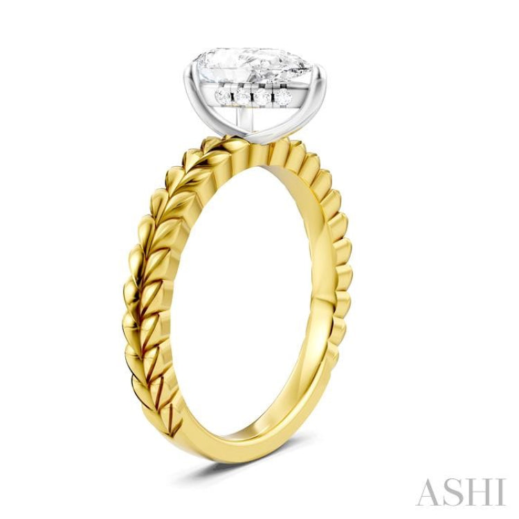 1/20 Ctw Pear Shape Round Cut Diamond Semi-Mount Engagement Ring in 14K Yellow and White Gold