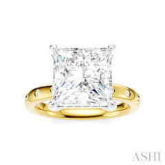1/5 Ctw Akari Princess Shape Round Cut Diamond Semi-Mount Engagement Ring in 14K Yellow and White Gold