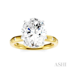 1/5 Ctw Akari Oval Shape Round Cut Diamond Semi-Mount Engagement Ring in 14K Yellow and White Gold