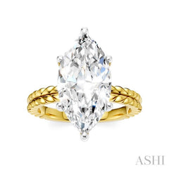 1/8 Ctw Marquise Shape Round Cut Diamond Semi-Mount Engagement Ring in 14K Yellow and White Gold