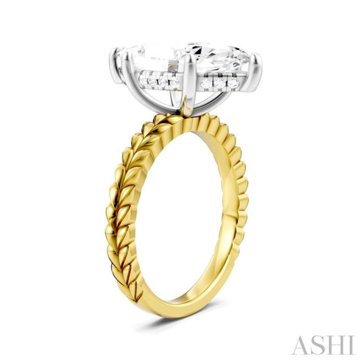 1/8 Ctw Marquise Shape Round Cut Diamond Semi-Mount Engagement Ring in 14K Yellow and White Gold