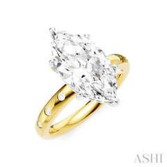 1/6 Ctw Akari Marquise Shape Round Cut Diamond Semi-Mount Engagement Ring in 14K Yellow and White Gold