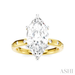 1/6 Ctw Akari Marquise Shape Round Cut Diamond Semi-Mount Engagement Ring in 14K Yellow and White Gold