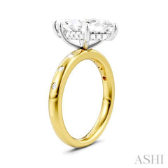 1/6 Ctw Akari Marquise Shape Round Cut Diamond Semi-Mount Engagement Ring in 14K Yellow and White Gold