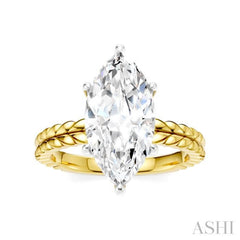 1/10 Ctw Marquise Shape Round Cut Diamond Semi-Mount Engagement Ring in 14K Yellow and White Gold