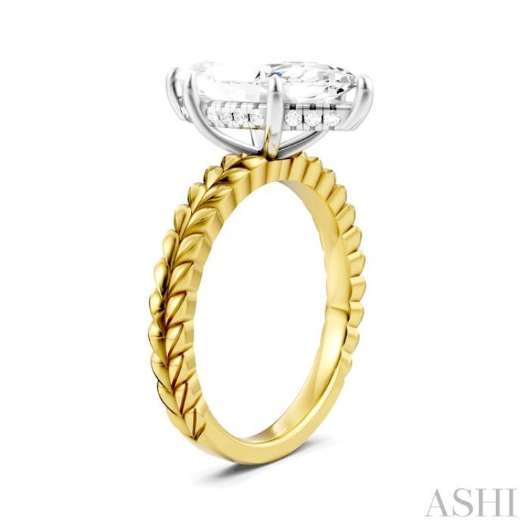 1/10 Ctw Marquise Shape Round Cut Diamond Semi-Mount Engagement Ring in 14K Yellow and White Gold