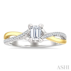1/6 Ctw Split Criss Cross Shank Round Cut Diamond Semi-Mount Engagement Ring in 14K White and Yellow Gold