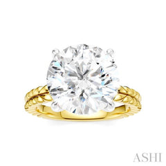 1/10 Ctw Circular Shape Round Cut Diamond Semi-Mount Engagement Ring in 14K Yellow and White Gold