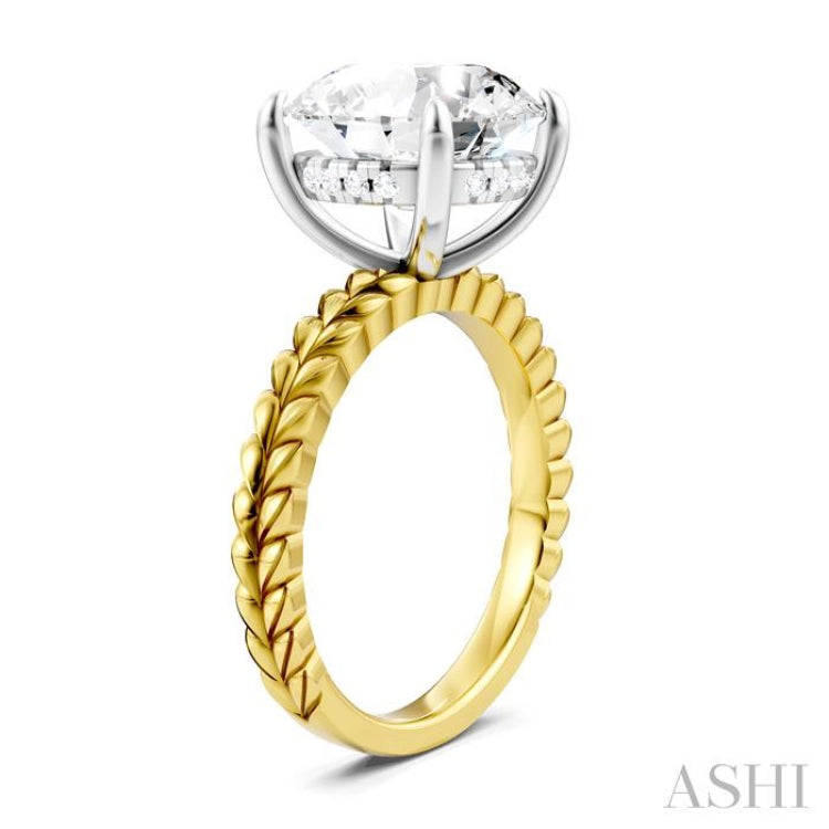 1/10 Ctw Circular Shape Round Cut Diamond Semi-Mount Engagement Ring in 14K Yellow and White Gold