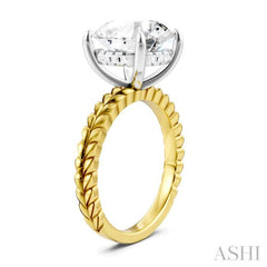 1/10 Ctw Circular Shape Round Cut Diamond Semi-Mount Engagement Ring in 14K Yellow and White Gold
