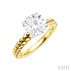 1/20 Ctw Circular Shape Round Cut Diamond Semi-Mount Engagement Ring in 14K Yellow and White Gold