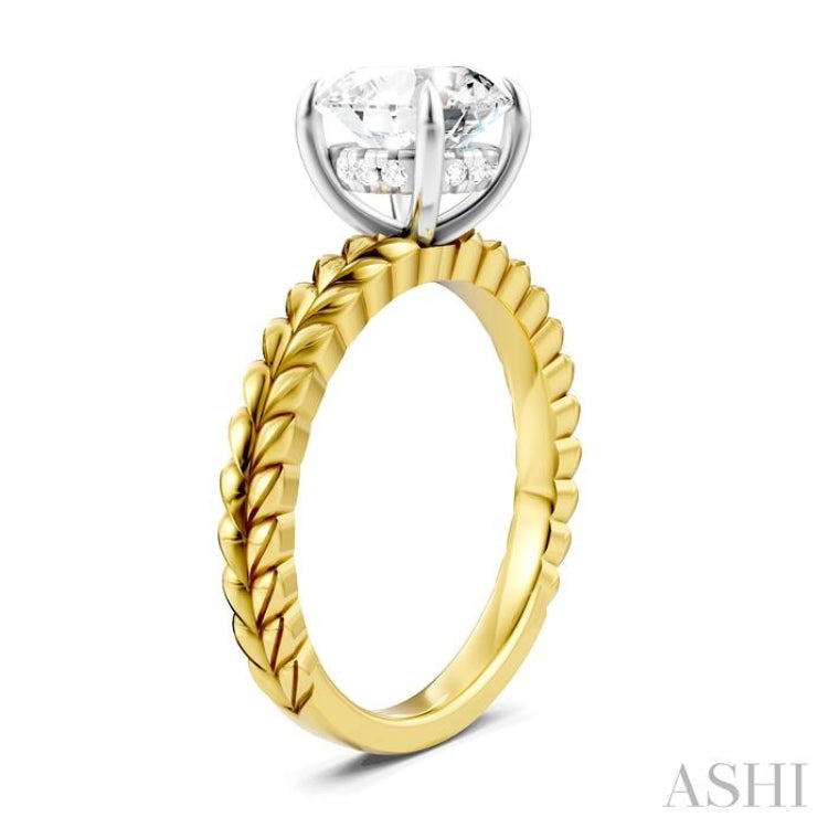 1/20 Ctw Circular Shape Round Cut Diamond Semi-Mount Engagement Ring in 14K Yellow and White Gold