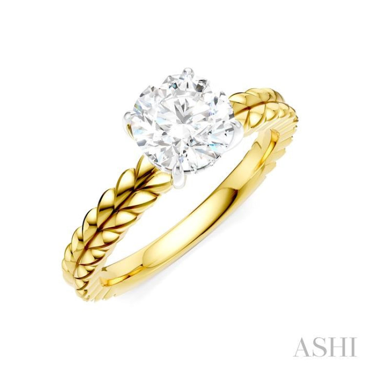 1/20 Ctw Circular Shape Round Cut Diamond Semi-Mount Engagement Ring in 14K Yellow and White Gold