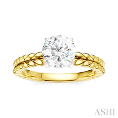 1/20 Ctw Circular Shape Round Cut Diamond Semi-Mount Engagement Ring in 14K Yellow and White Gold