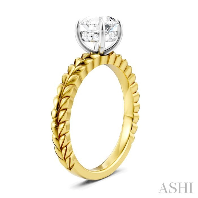 1/20 Ctw Circular Shape Round Cut Diamond Semi-Mount Engagement Ring in 14K Yellow and White Gold