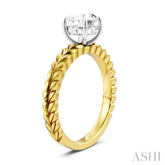 1/20 Ctw Circular Shape Round Cut Diamond Semi-Mount Engagement Ring in 14K Yellow and White Gold