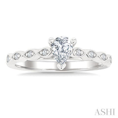 1/10 Ctw Pear Shape Marquise Mount Shank Round Cut Diamond Semi-Mount Engagement Ring in 14K White Gold