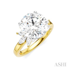 1/2 Ctw Akari Circular Shape Marquise and Round Cut Diamond Semi-Mount Engagement Ring in 14K yellow and White Gold
