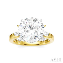 1/2 Ctw Akari Circular Shape Marquise and Round Cut Diamond Semi-Mount Engagement Ring in 14K yellow and White Gold