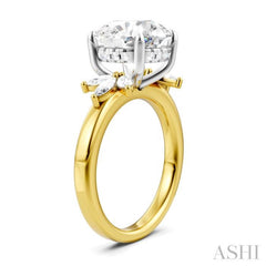 1/2 Ctw Akari Circular Shape Marquise and Round Cut Diamond Semi-Mount Engagement Ring in 14K yellow and White Gold