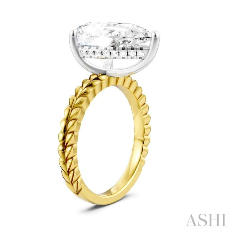 1/8 Ctw Pear Shape Round Cut Diamond Semi-Mount Engagement Ring in 14K Yellow and White Gold