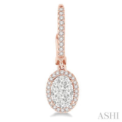 5/8 Ctw Oval Shape Diamond Lovebright Earrings in 14K Rose and White Gold