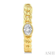 1/3 Ctw Bezel Set Oval Cut Diamond Curb Link Fashion Hoop Earring in 14K Yellow Gold