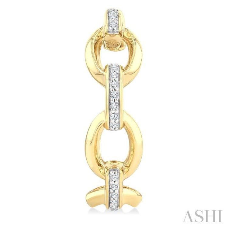 1/10 Ctw Bold Open Window Oval Shaped Round Cut Diamond Fashion Hoop Earring in 10K Yellow Gold