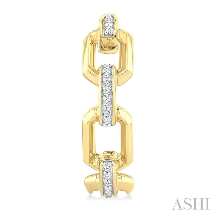 1/10 Ctw Bold Open Window Octagonal Shaped Round Cut Diamond Fashion Hoop Earring in 10K Yellow Gold