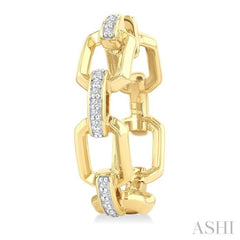 1/10 Ctw Bold Open Window Octagonal Shaped Round Cut Diamond Fashion Hoop Earring in 10K Yellow Gold