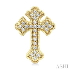 1/6 Ctw Round Cut Diamond Cross Petite Fashion Earrings in 10K Yellow Gold