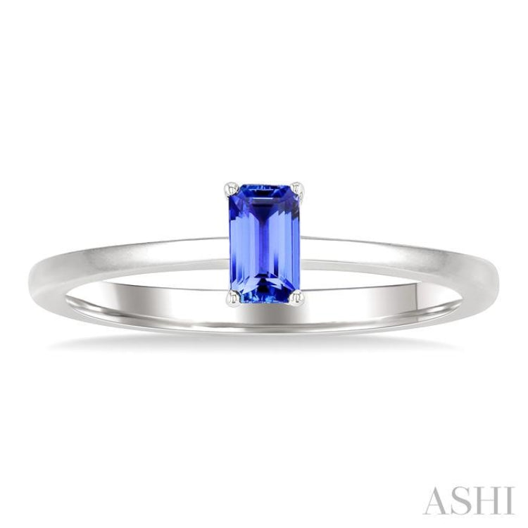 5X3 MM Octagon shape Tanzanite Precious Solitaire Ring in 14K White Gold