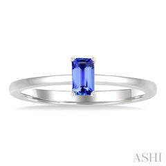 5X3 MM Octagon shape Tanzanite Precious Solitaire Ring in 14K White Gold