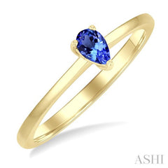 5X3 MM Pear Shape Tanzanite Semi-Precious Solitaire Ring in 14K Yellow Gold