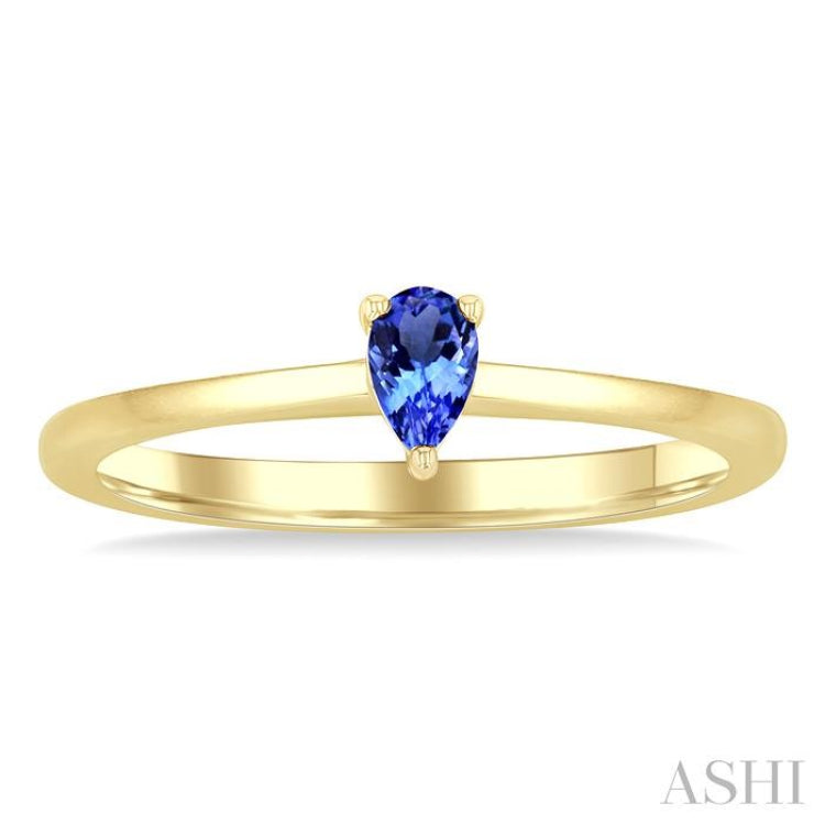 5X3 MM Pear Shape Tanzanite Semi-Precious Solitaire Ring in 14K Yellow Gold