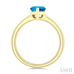 8X5 MM Pear Cut Blue Topaz Semi-Precious Solitaire Ring in 14K Yellow Gold