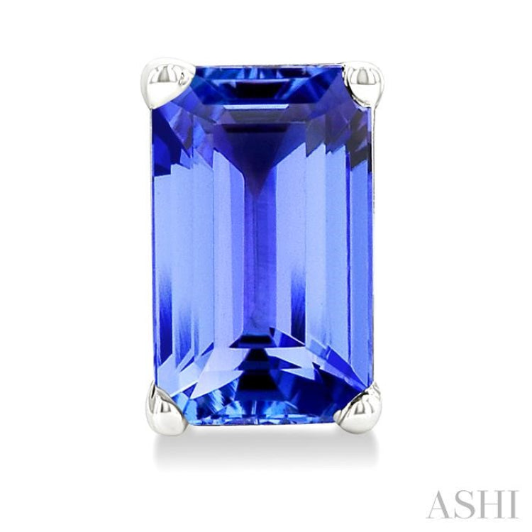 5X3 MM Octagon Shape Tanzanite Precious Stud Earrings in 14K White Gold