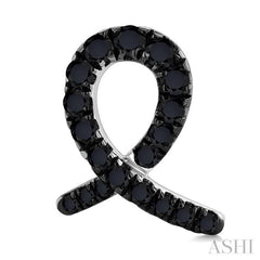 1/3 Ctw Ribbon Loop Round Cut Black Diamond Fashion Stud earrings in 10K White Gold