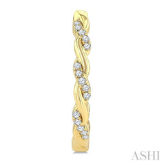 1/8 Ctw Entwined Round Cut Diamond Fashion Hoop Earring in 10K Yellow Gold