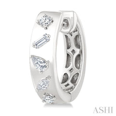 1/3 Ctw Mixed Cut Diamond Fashion Hoop Earring in 14K White Gold
