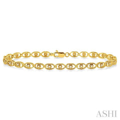 1/4 Ctw Oval Shape Round Cut Diamond Link Bracelet in 10K Yellow Gold