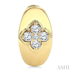 1/4 Ctw Blossom Center Round Cut Diamond Huggie Fashion Earrings in 14K Yellow Gold
